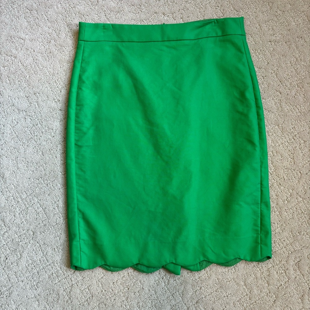 J Crew Green Scalloped Hem Skirt size 00
